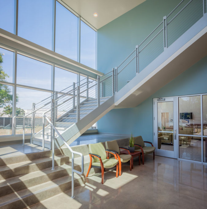 Behavioral health facility design stairwell