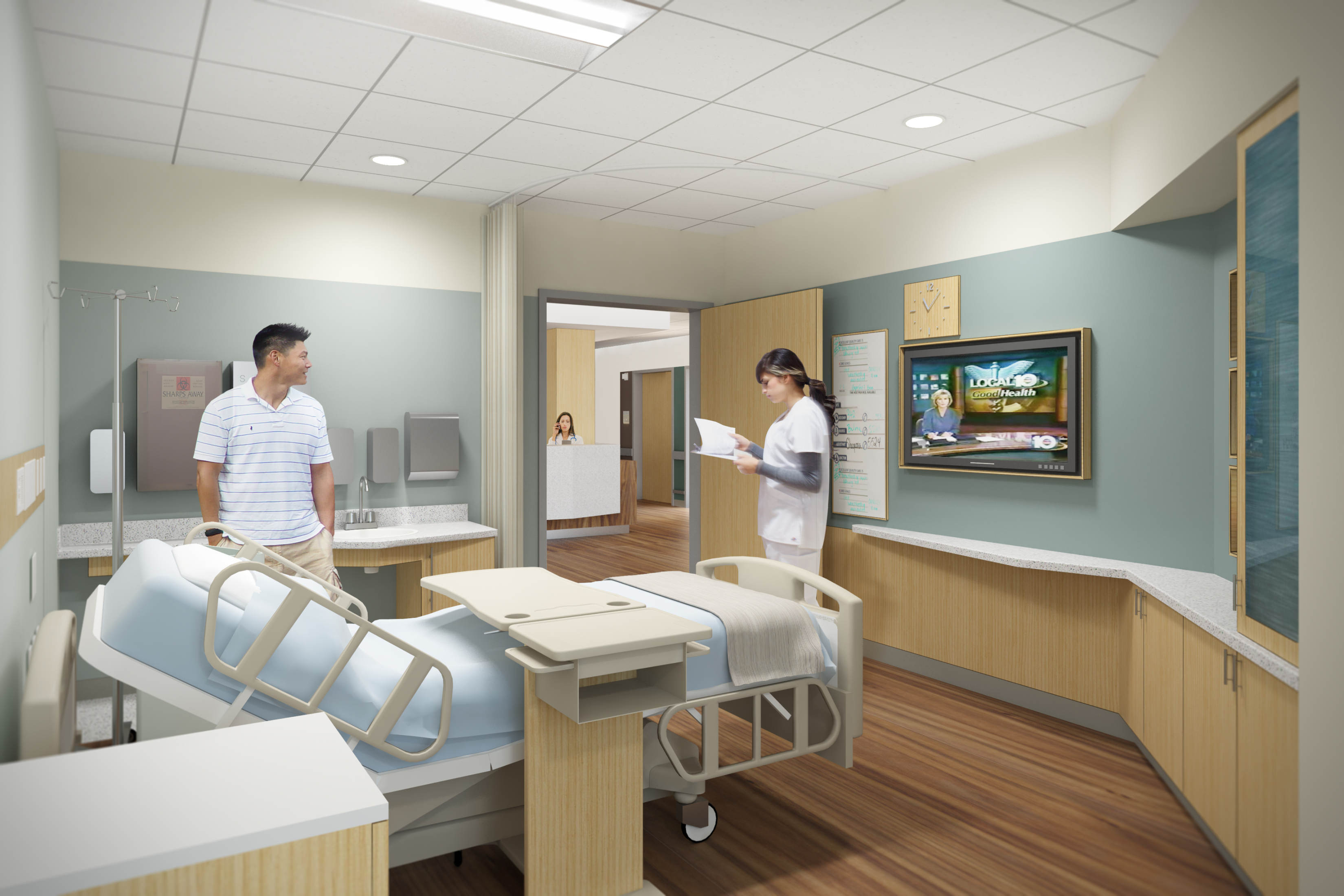 HMC Architects used hospital room design strategies in the Henry Mayo Newhall Hospital Patient Tower.
