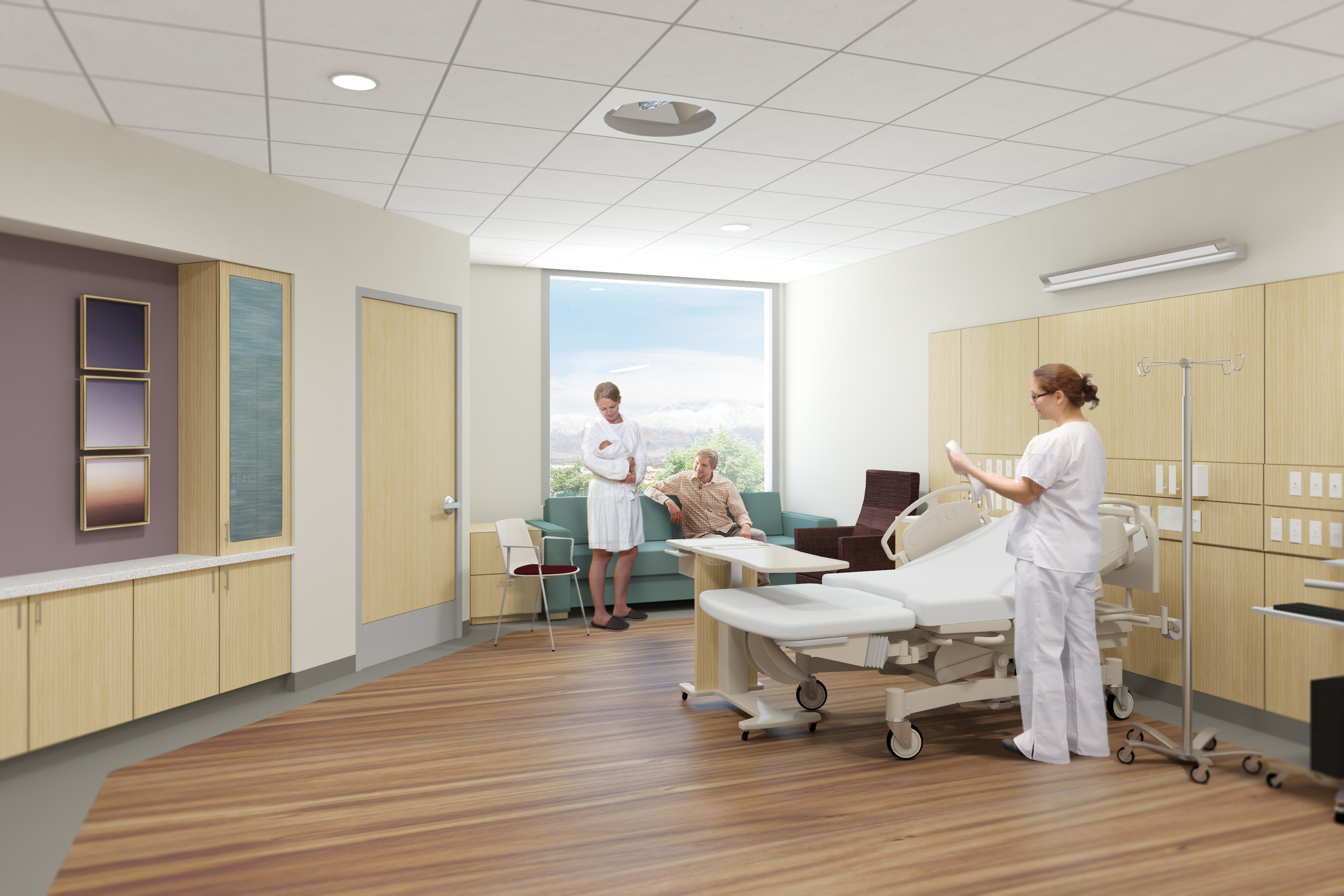 Hospital room design strategies use rightsizing to improve patient outcomes in the Henry Mayo Newhall Hospital Patient Tower.