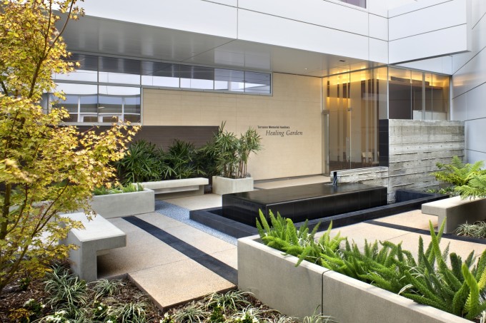 The Healing Garden at Torrance Medical Center offers healthcare design solutions that are calming.