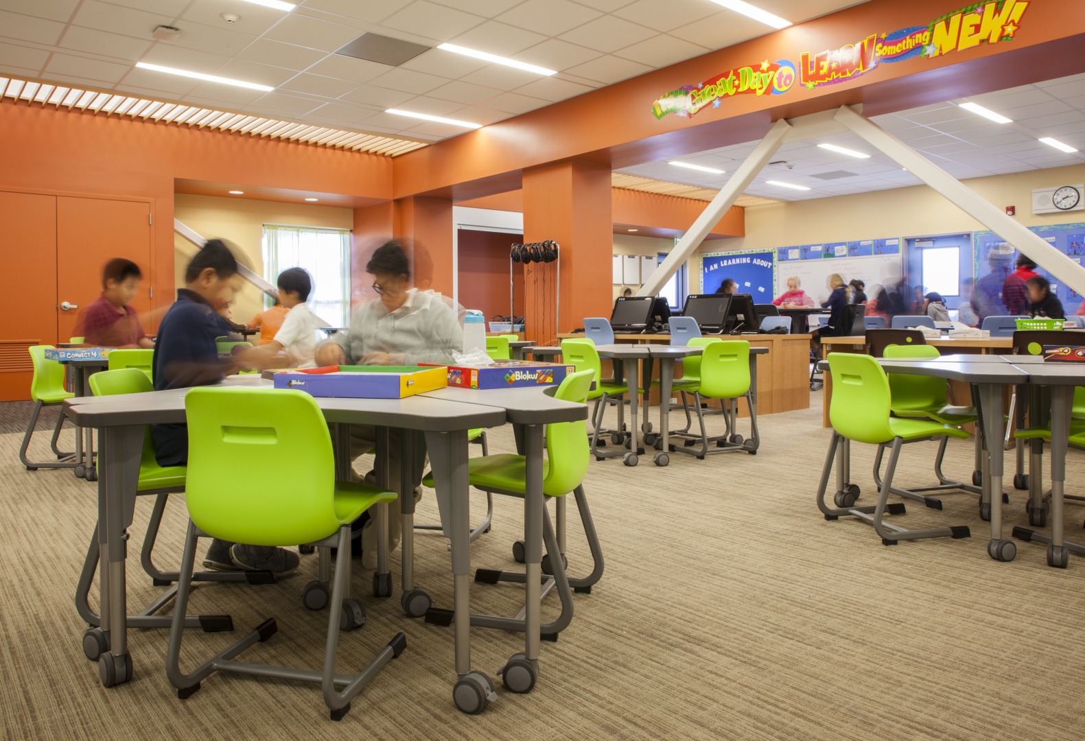 modern classroom design with students