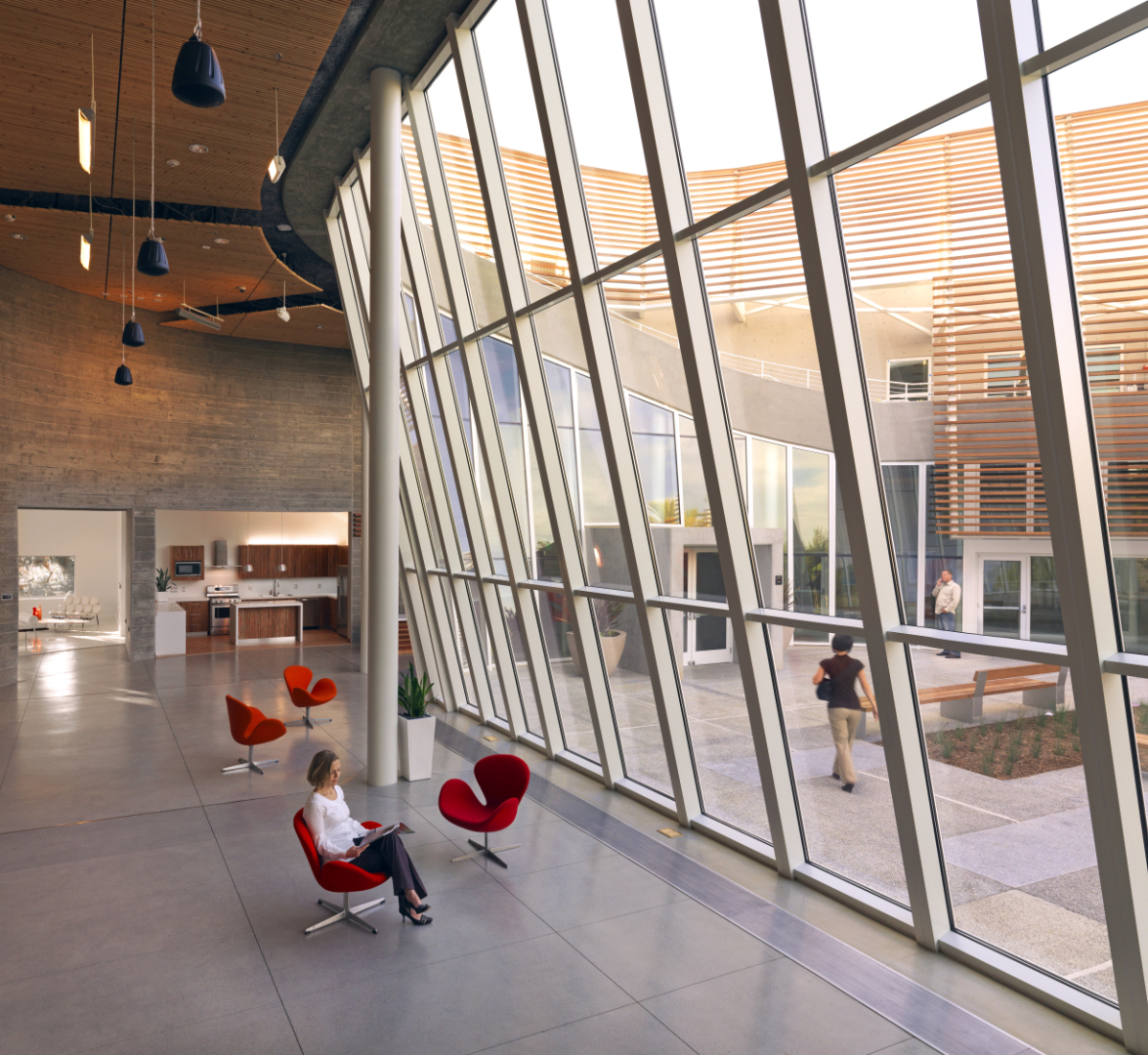 The Frontier Project showcases energy-efficient building design and passive daylighting systems.