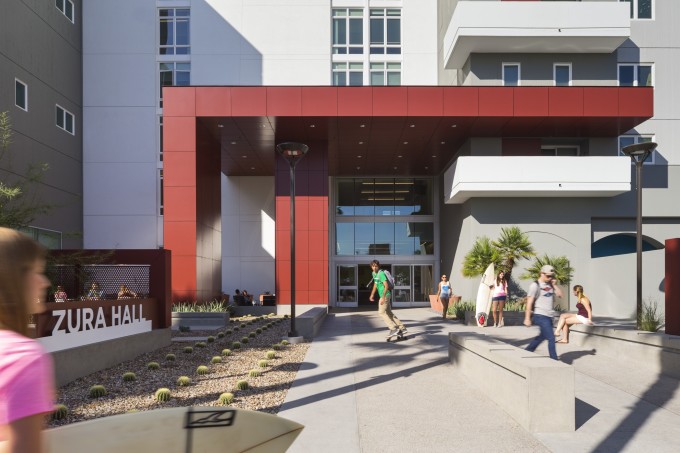 Exterior student housing design at San Diego State University