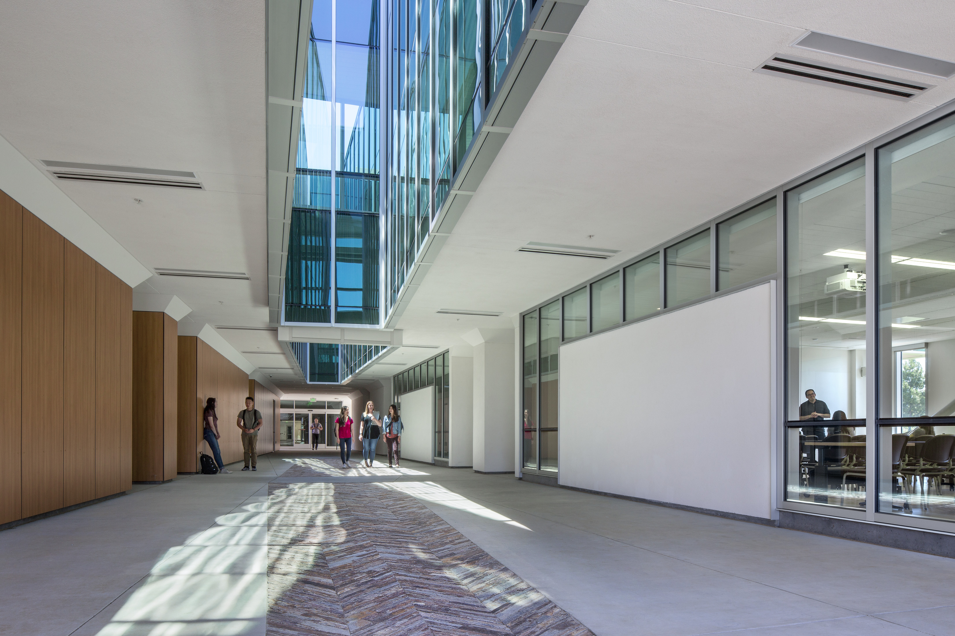 Energy-efficient building design used in the Evergreen Valley College Math, Science, and Social Science Building.
