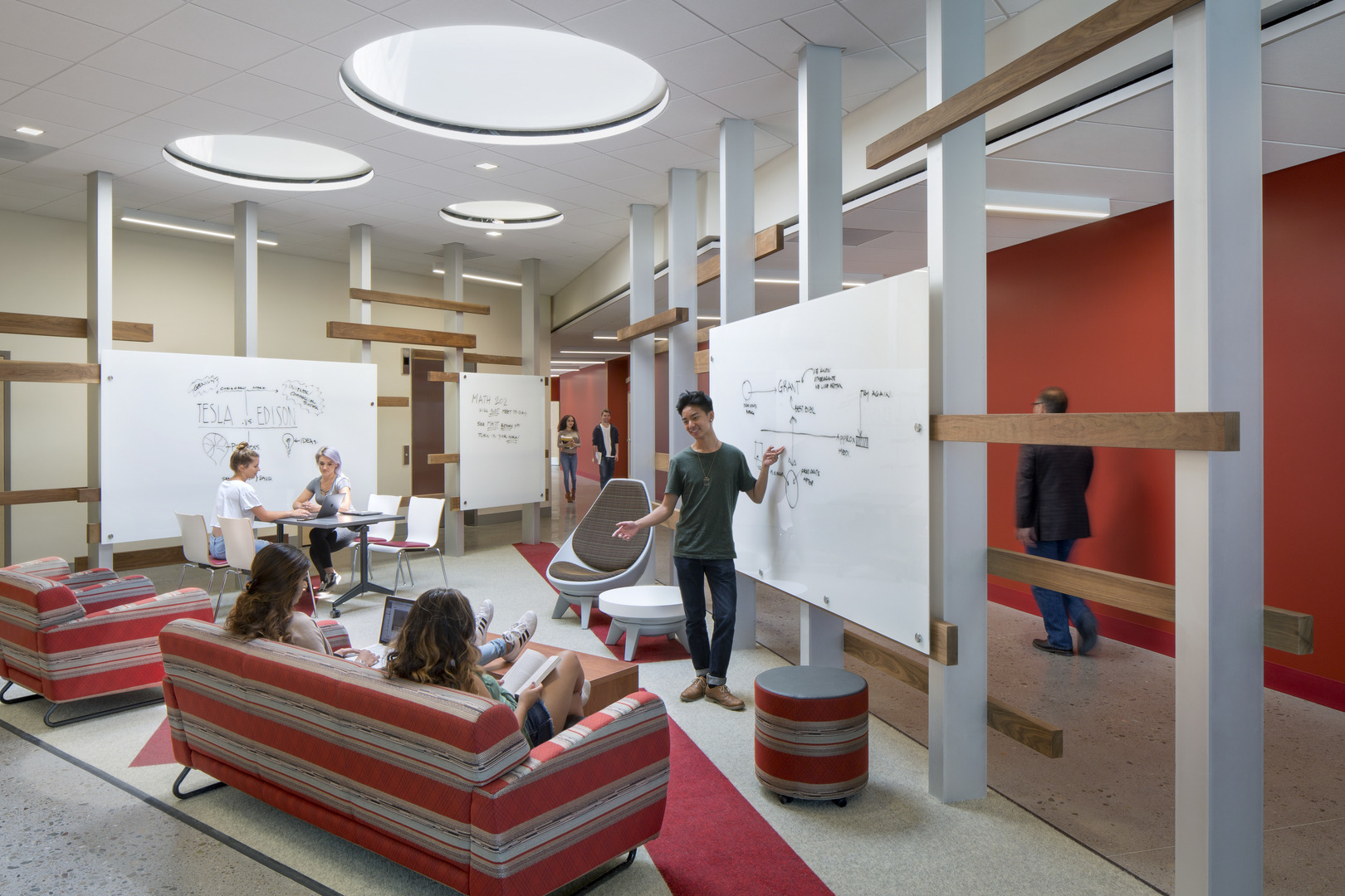 Architecture that encourages social interaction extends to the classroom as well. 