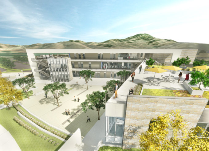 A rendering of the green building architecture at Cuyamaca College.